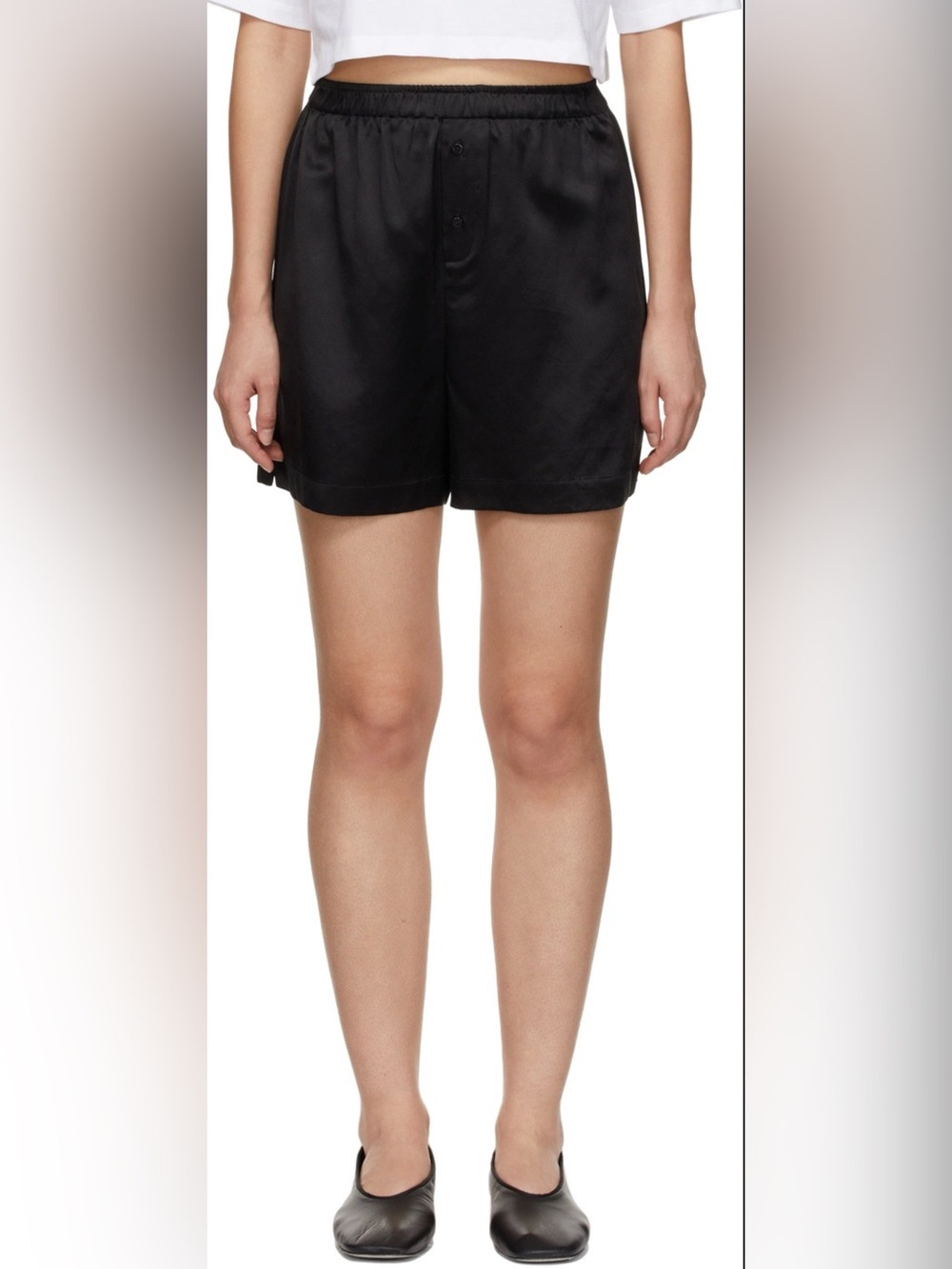 Loulou Studio Yedi 100% Silk Pull-On Shorts Black Size S